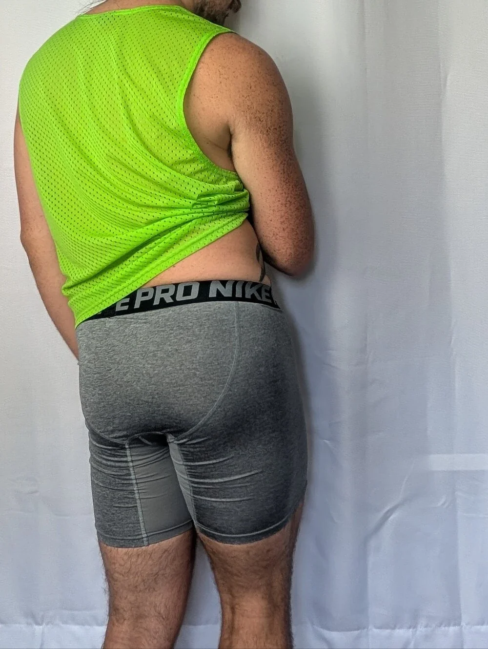 NIKE Pro Heather Gray Compression Mesh Pouch Workout Shorts Boxer Brief L